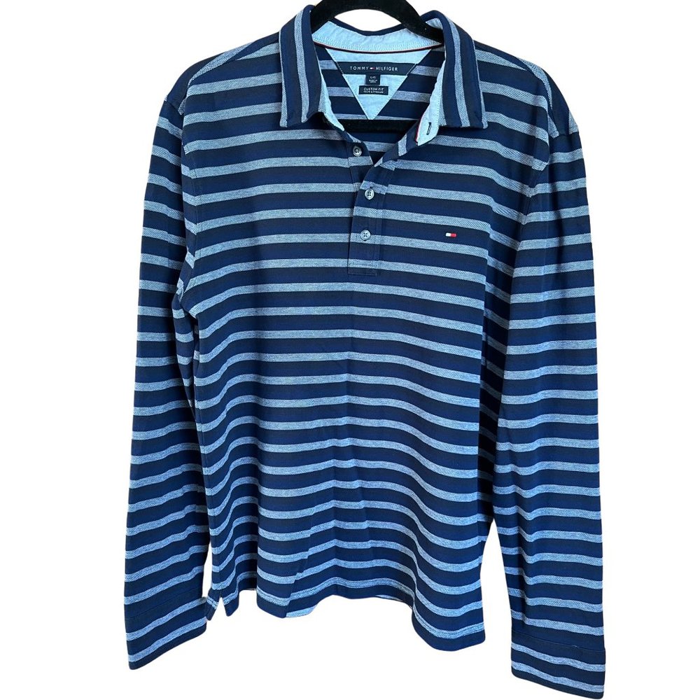 NWOT! Cotton Textured & Striped Collared Shirt // Tommy Hilfiger Men's Size L
